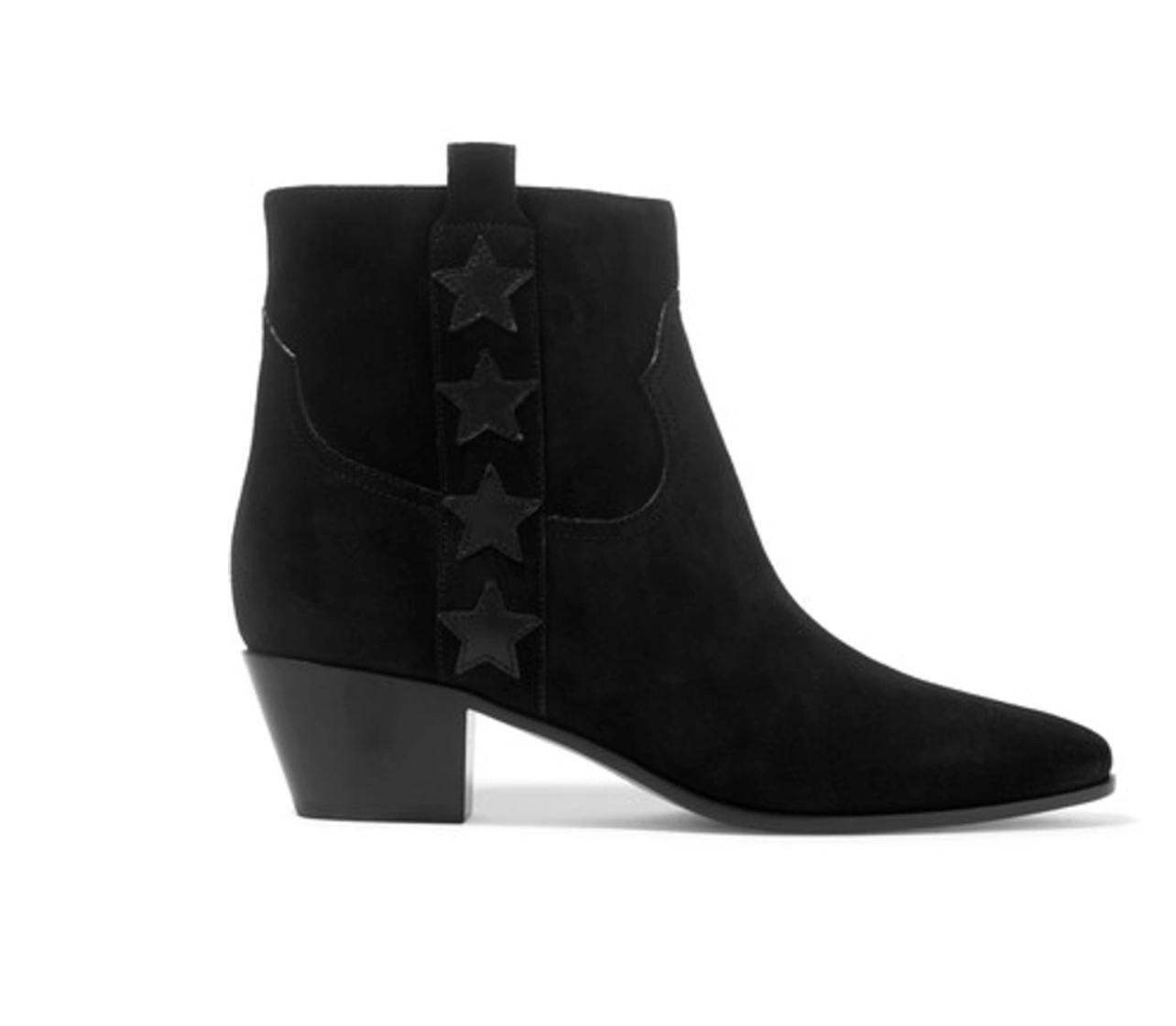 Preowned Saint Laurent Star Applique Suede Ankle Boots Size 385 Black