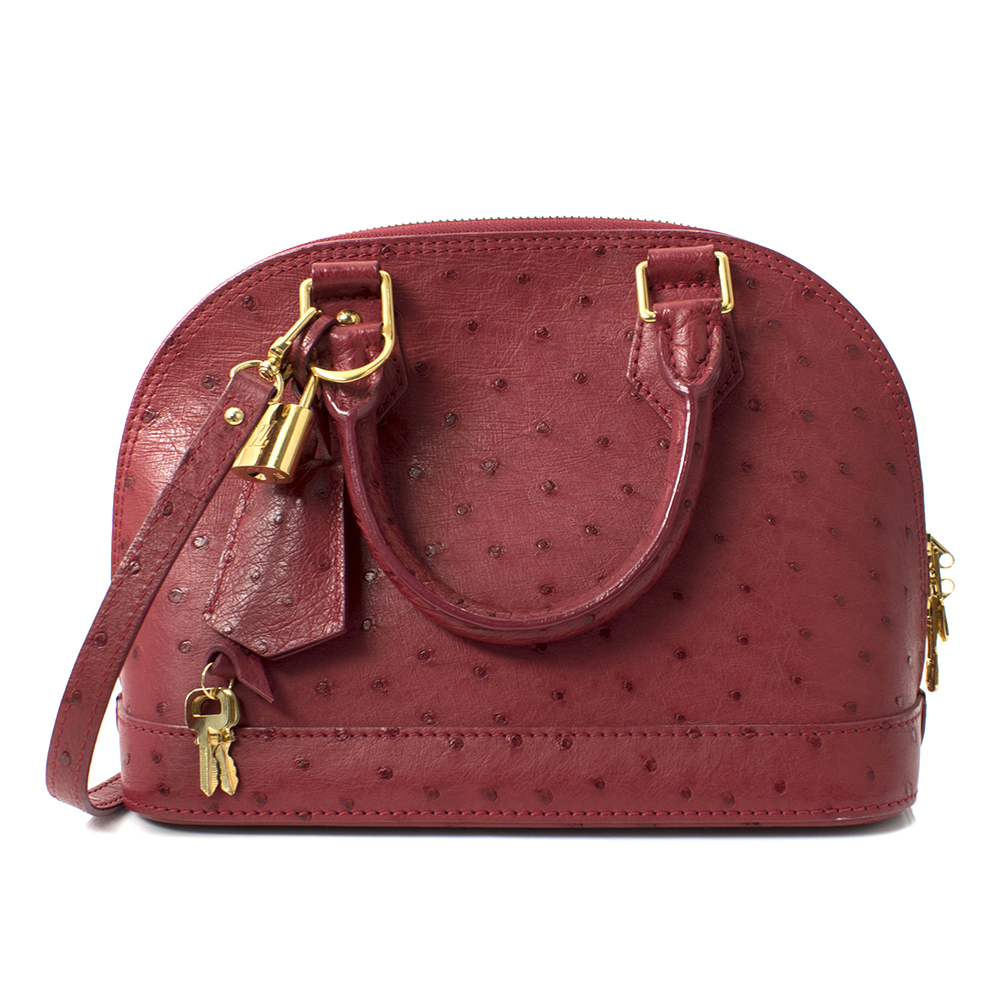 Louis Vuitton Japiur Ostrich Alma BB Tote Bag Red leather