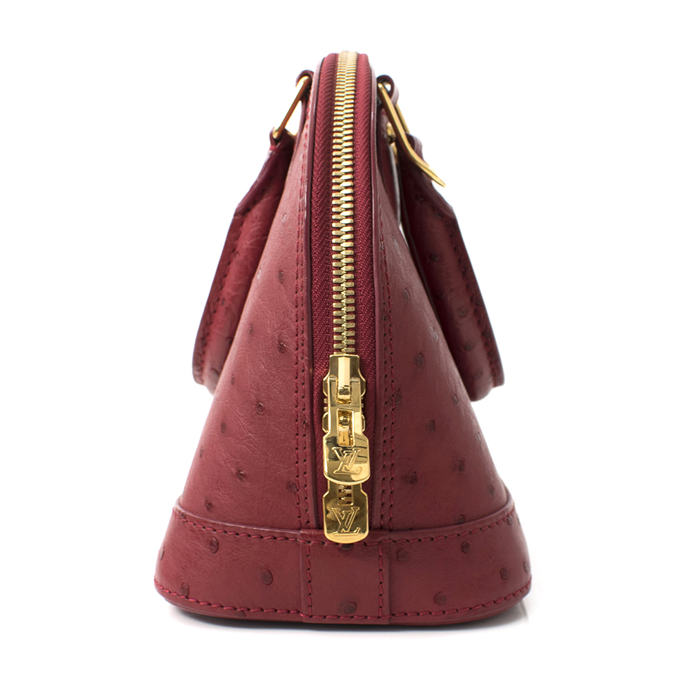 Louis Vuitton Japiur Ostrich Alma BB Tote Bag Red leather