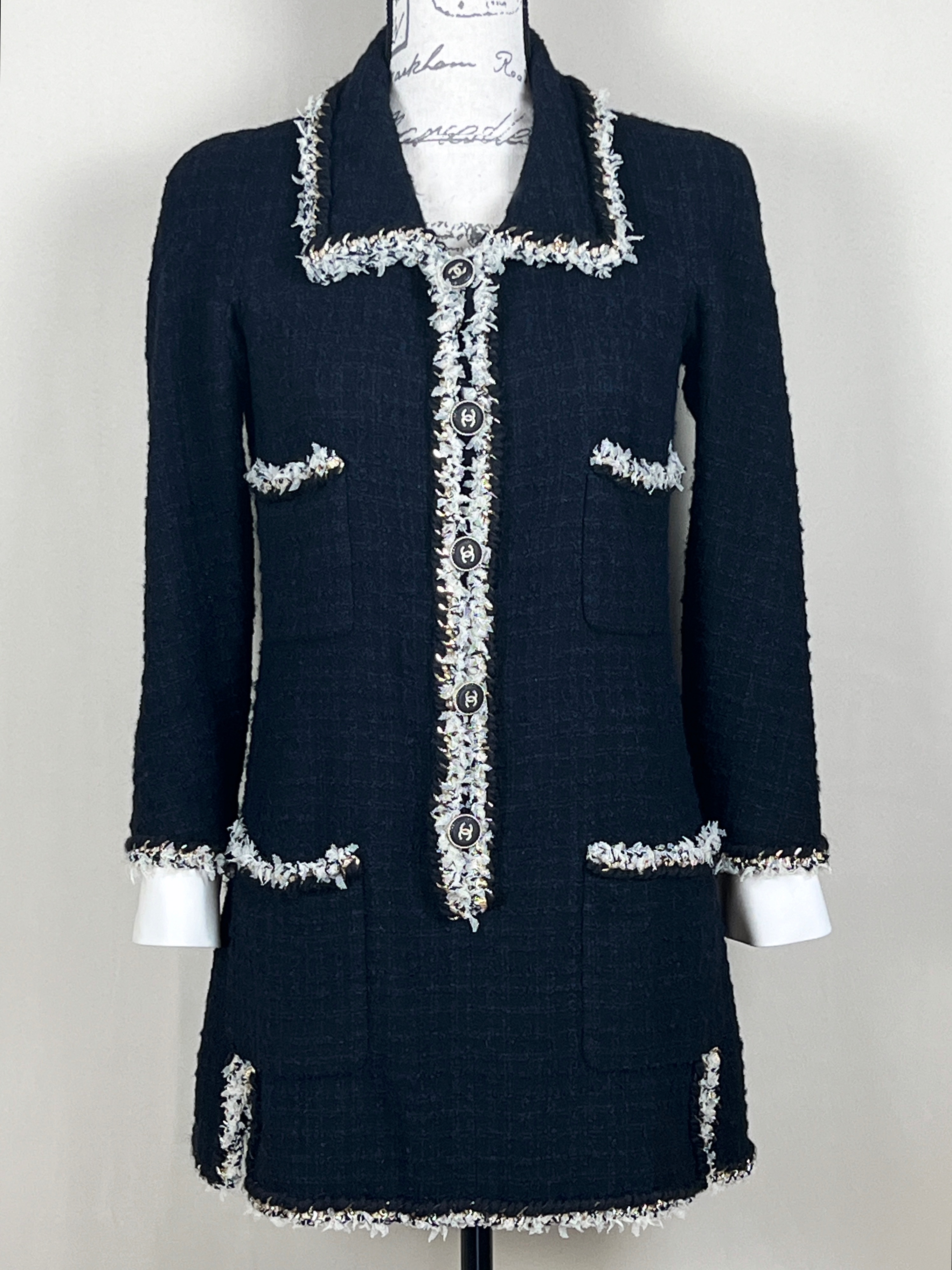 Chanel Metallic Trimmed Tweed Dress Size XS multicolor