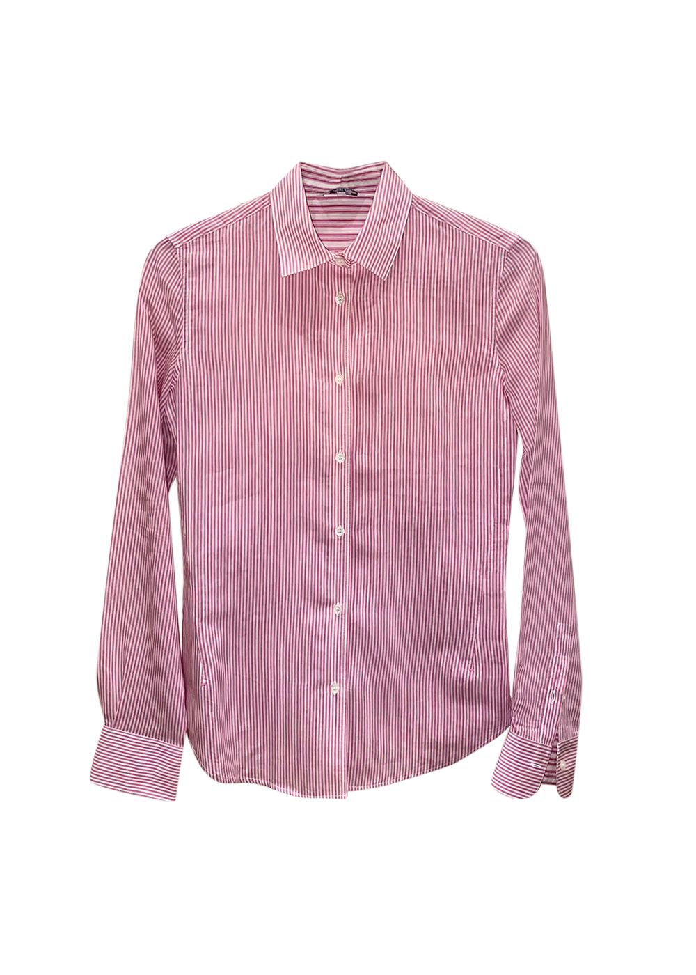 Preowned Loro Piana Pink Striped Silk Cotton Shirt Size 38 silk/cotton