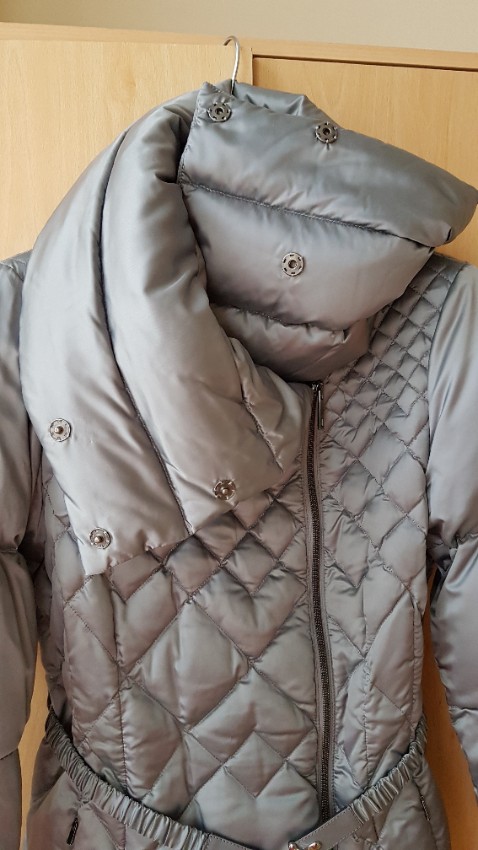 Preowned Fay Grey Quilted Down Puffer Jacket Size M polyester