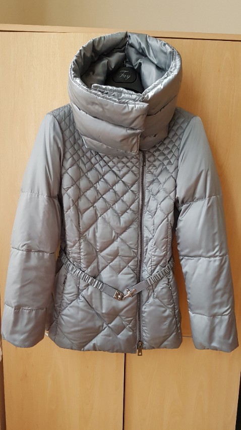 Preowned Fay Grey Quilted Down Puffer Jacket Size M polyester