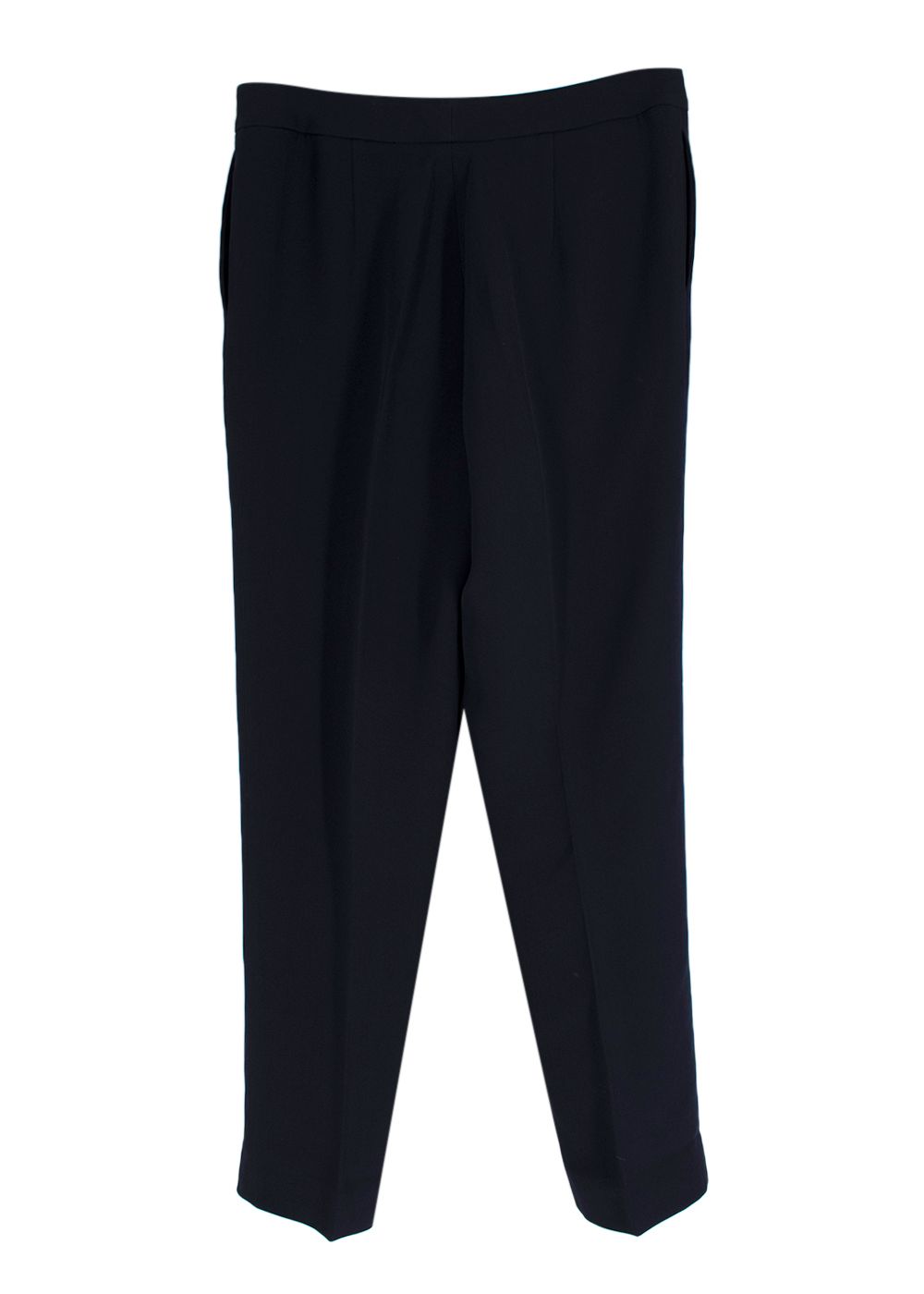 Preowned Dior Navy Silk Tailored Trousers Size XS