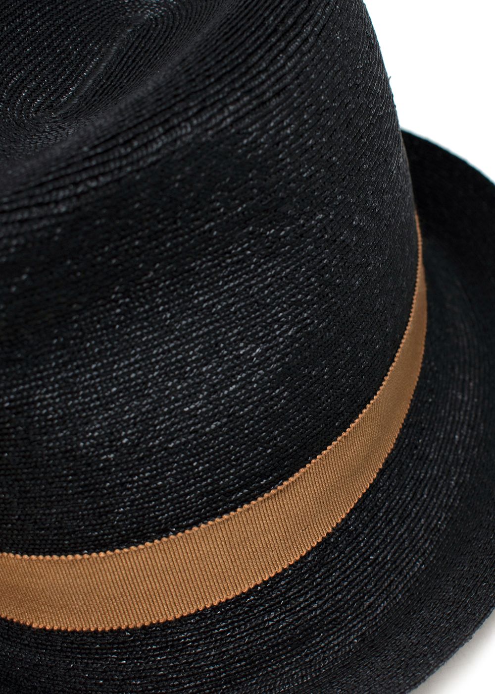 Philip Treacy Black Woven Leather Trimmed Trilby Hat