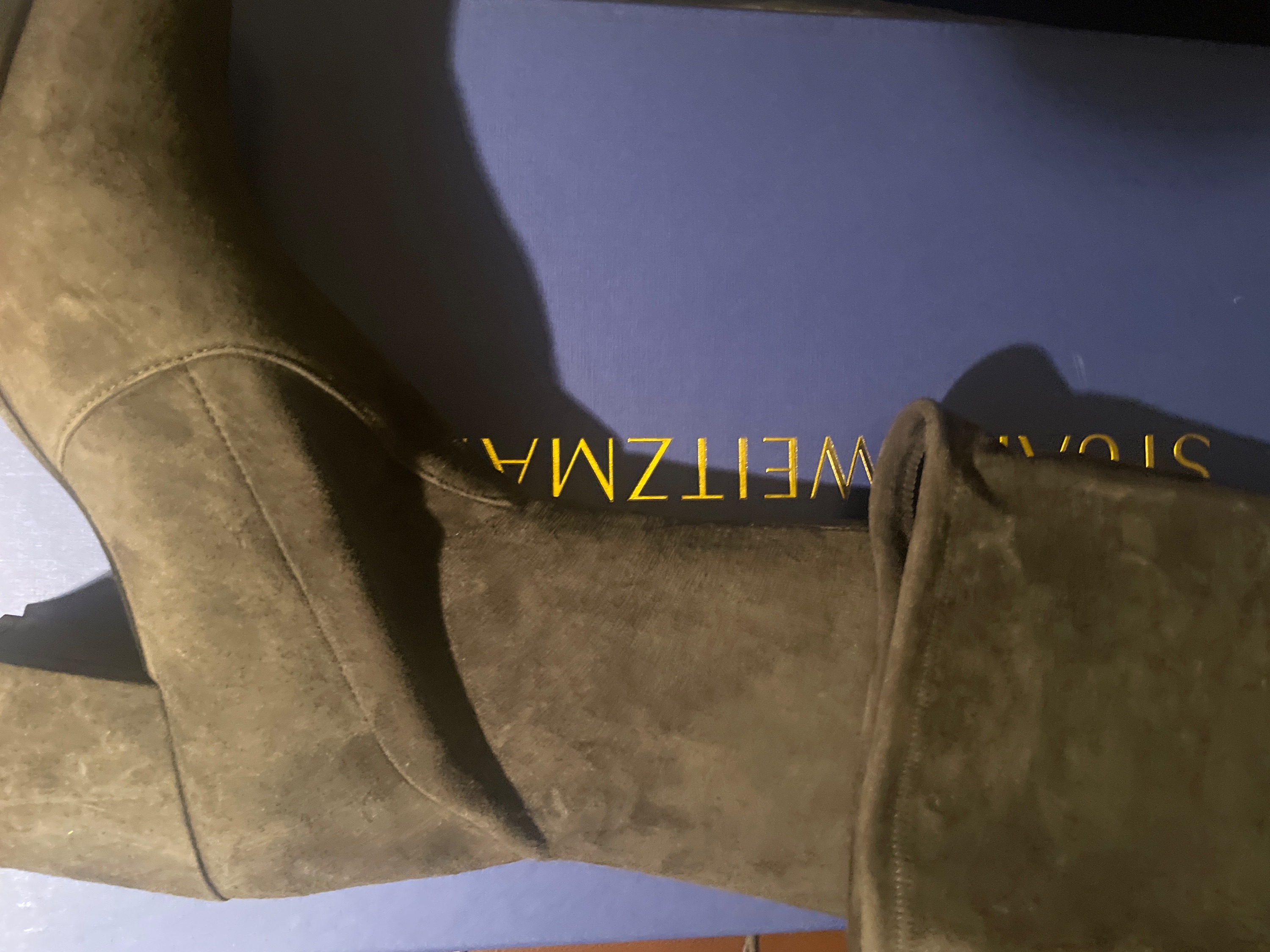 Stuart Weitzman Slate Suede Tieland OTK Boots Size 40 Grey