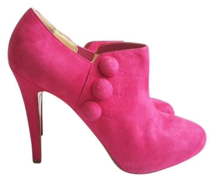 Preowned Christian Louboutin Pink Fushcia C'est  Moi Suede Leather Ankle Boots Size 36