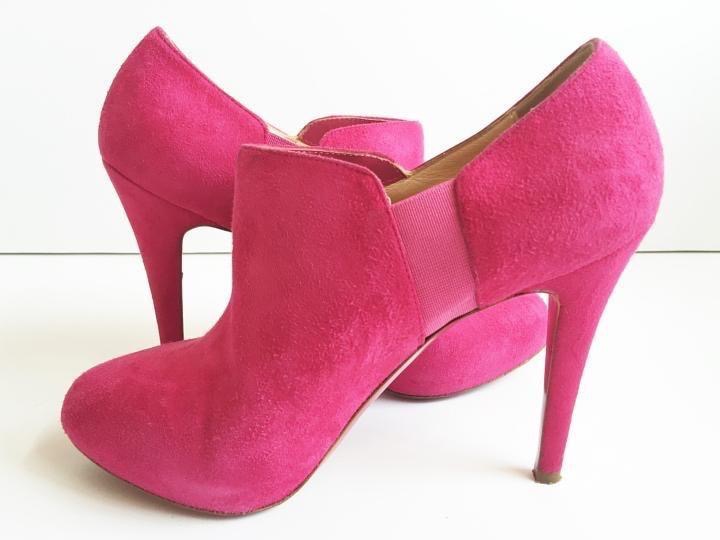 Preowned Christian Louboutin Pink Fushcia C'est  Moi Suede Leather Ankle Boots Size 36