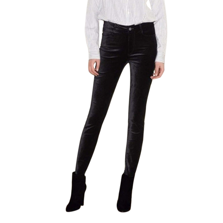 Preowned Paige Black Velvet Hoxton Ultra Skinny Pants Size XS