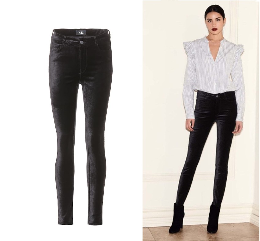 Preowned Paige Black Velvet Hoxton Ultra Skinny Pants Size XS