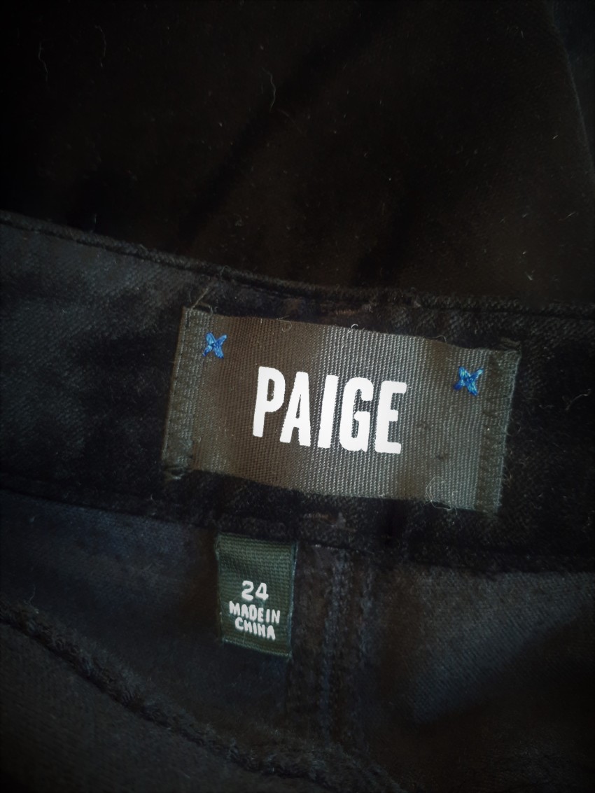 Preowned Paige Black Velvet Hoxton Ultra Skinny Pants Size XS