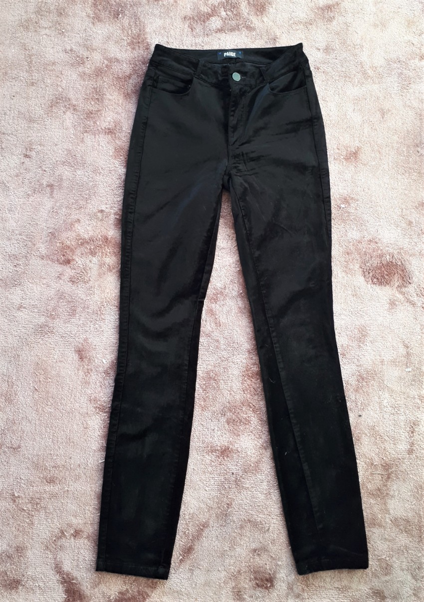 Preowned Paige Black Velvet Hoxton Ultra Skinny Pants Size XS