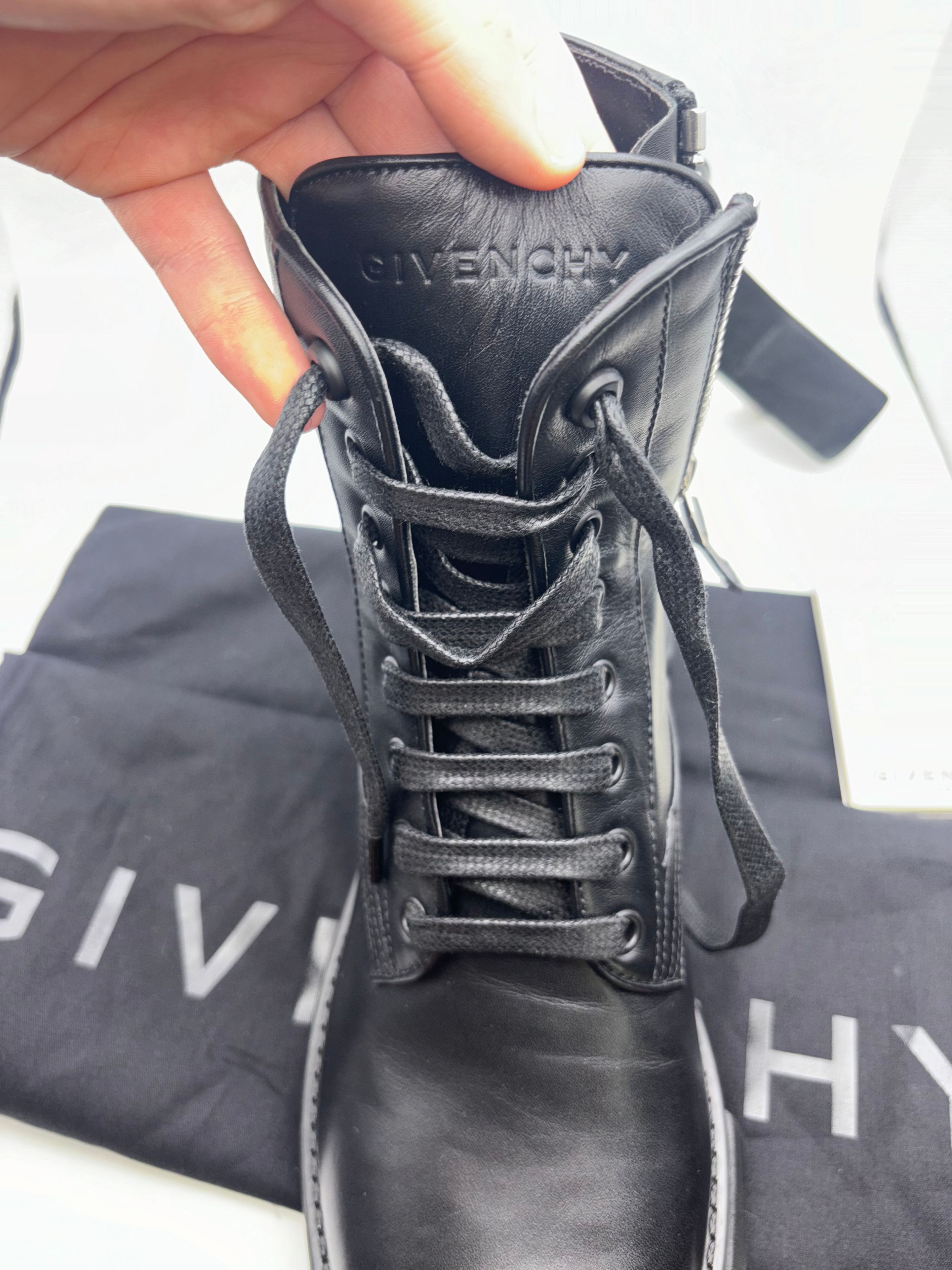 Givenchy Black Terra Combat Boots Size 39 leather