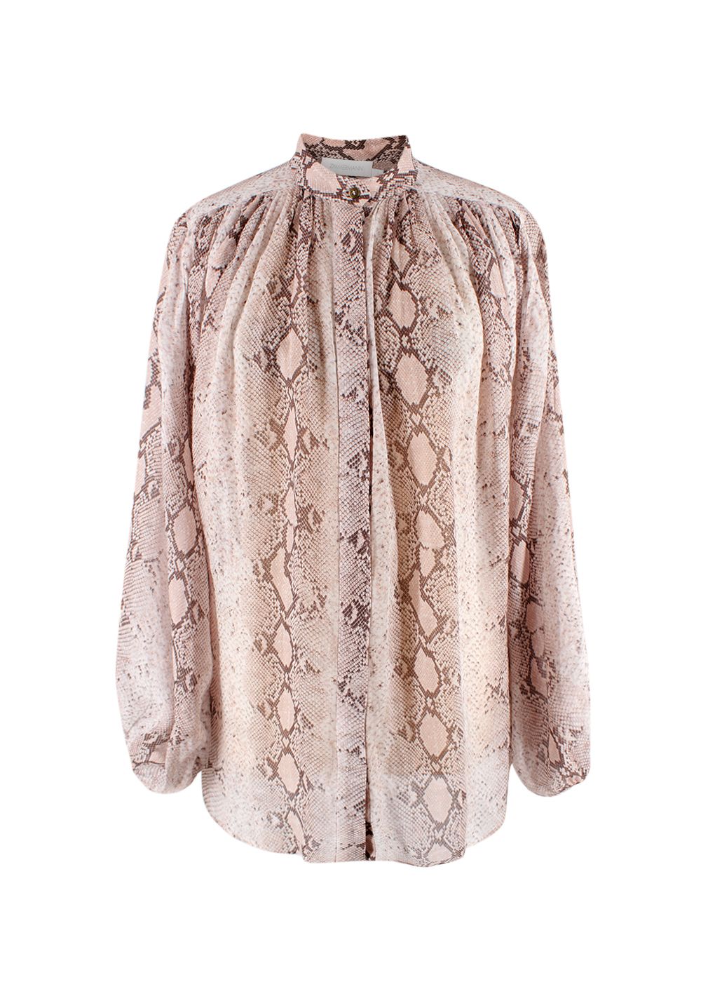 Zimmermann Zimmerman Snake Print Ramie Blouse Size S Pink/Brown synthetic