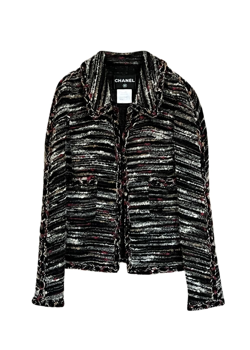 Chanel Black Multicoloured Tweed Jacket Size S multi