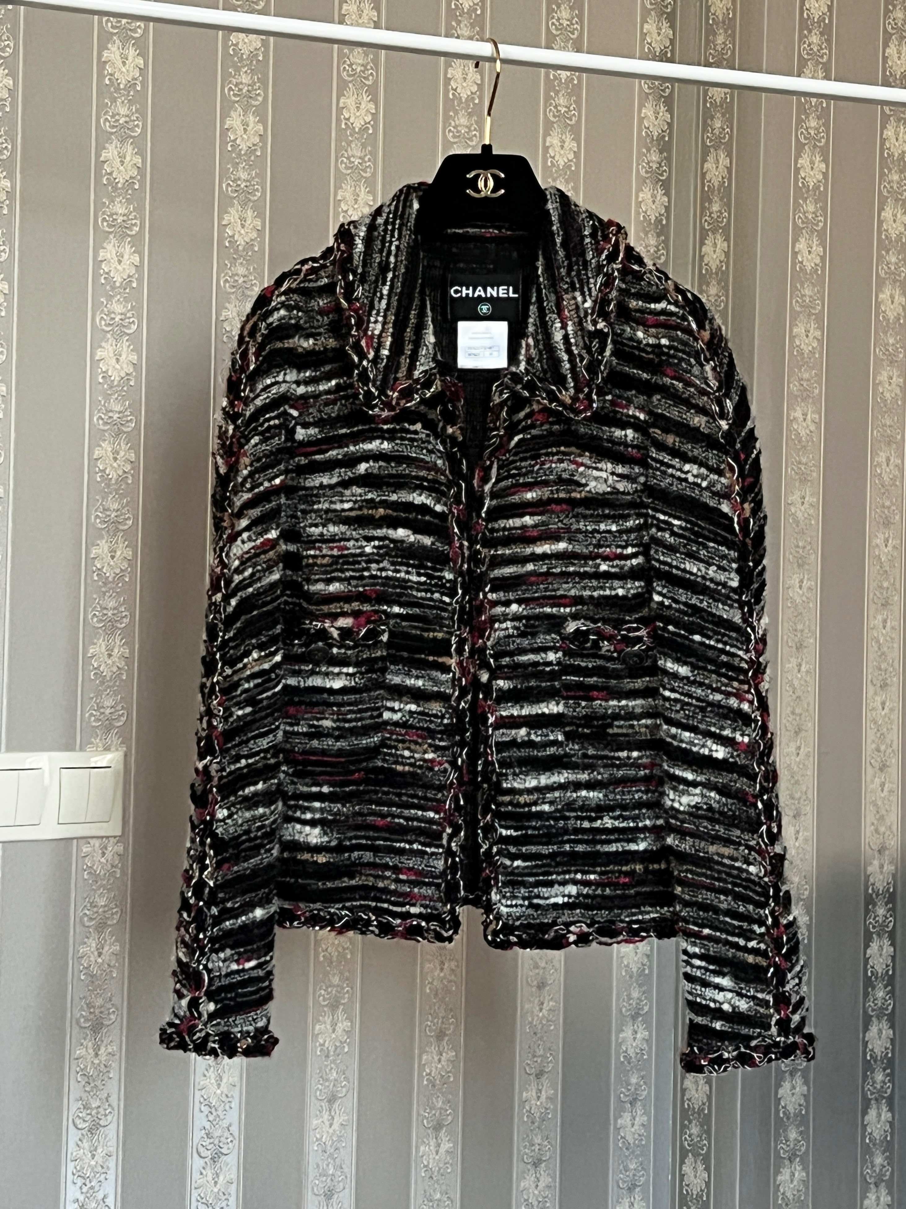 Chanel Black Multicoloured Tweed Jacket Size S multi