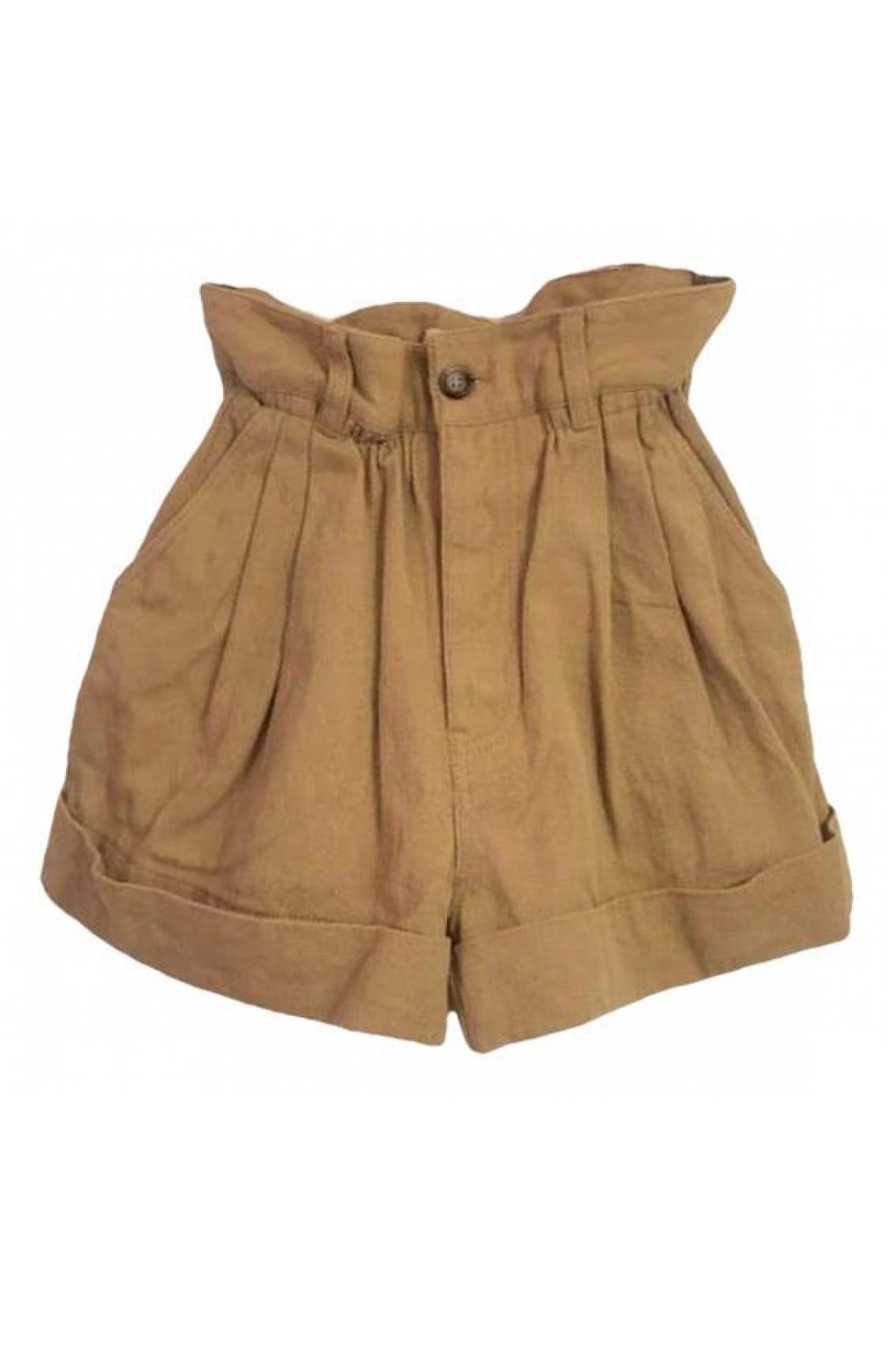 Preowned Miu Miu Elasticated Waist Tan Cotton Shorts Size 27/69 Khaki/Tan denim