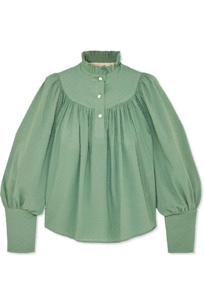 Anna Mason Green Swiss Cotton Blouse Size M