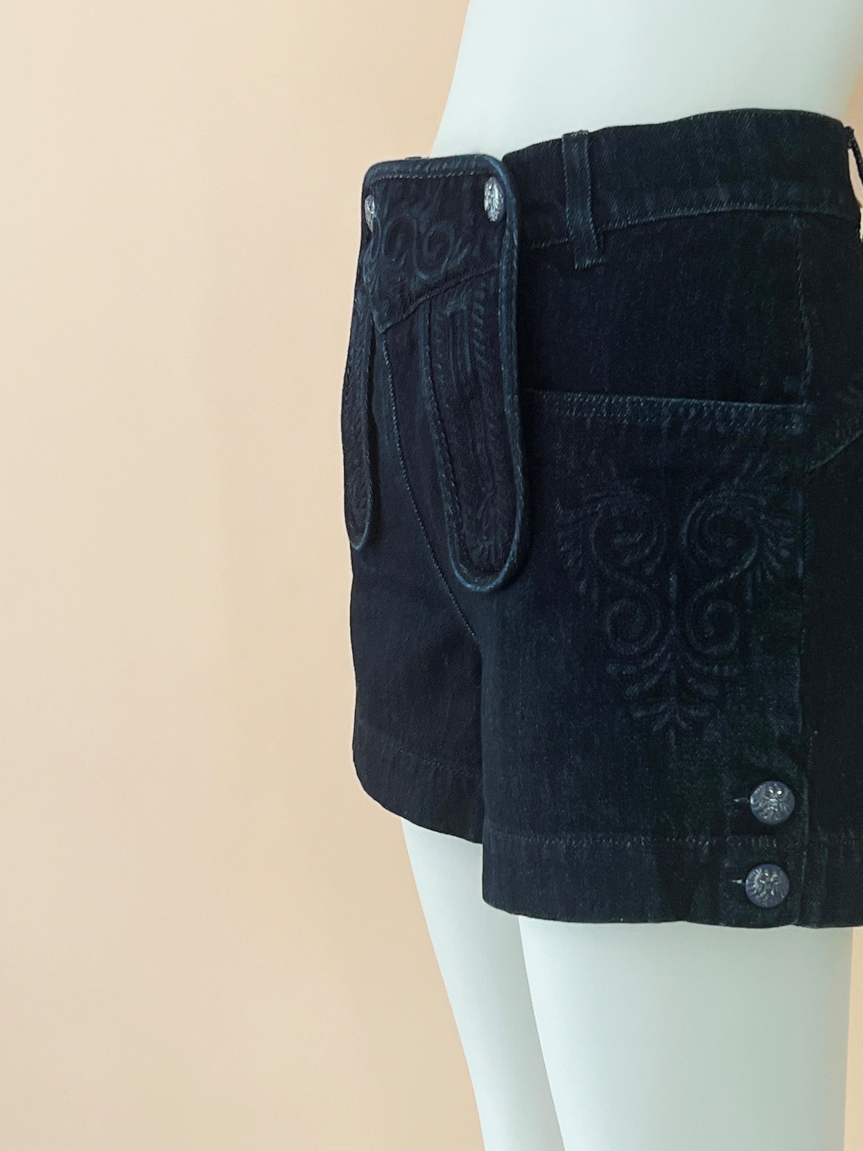 Chanel Paris/Salzburg Collection Denim Shorts Size S navy cotton