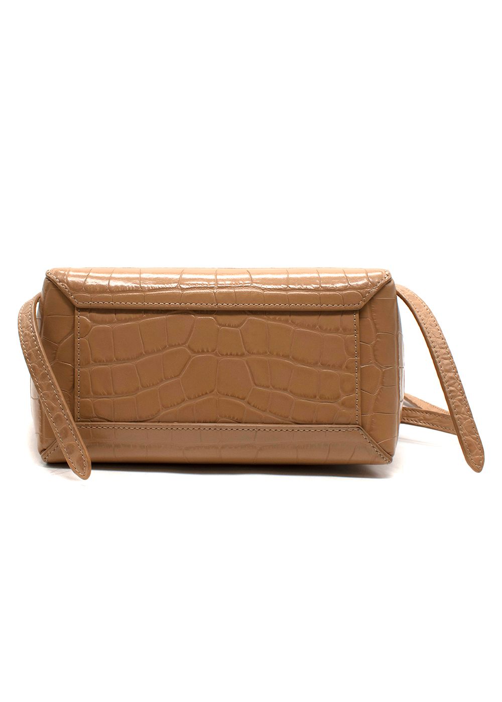 Preowned Celine Crocodile Embossed Calfskin Beige Belt Bag Beige/tan