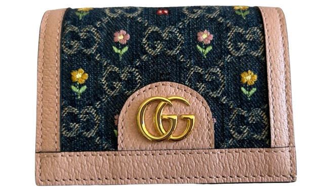 Gucci Limited Edition Floral Denim Purse Pink and blue leather/denim