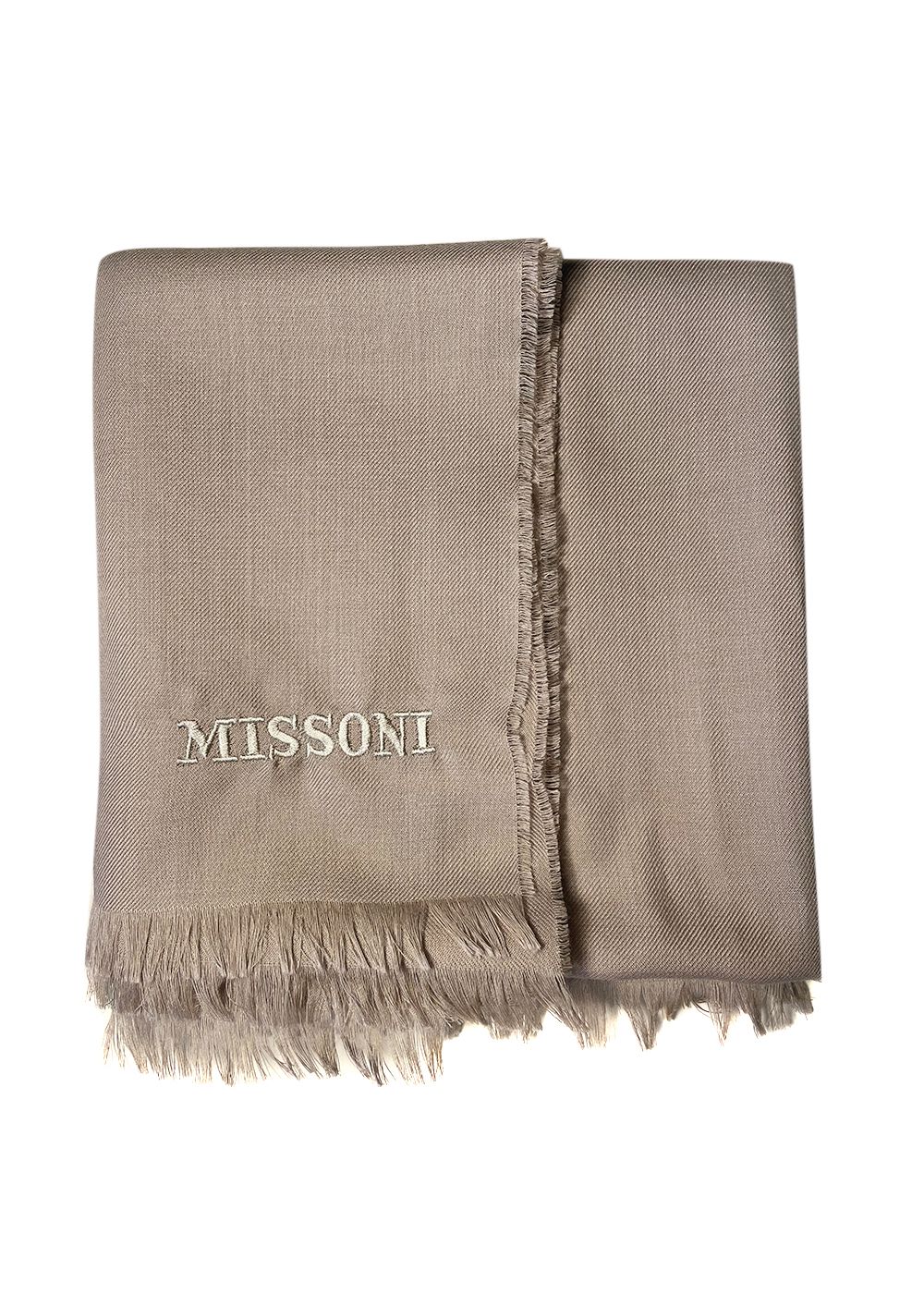 Missoni Cashmere Blend Scarf Size L Beige cashmere/wool/silk