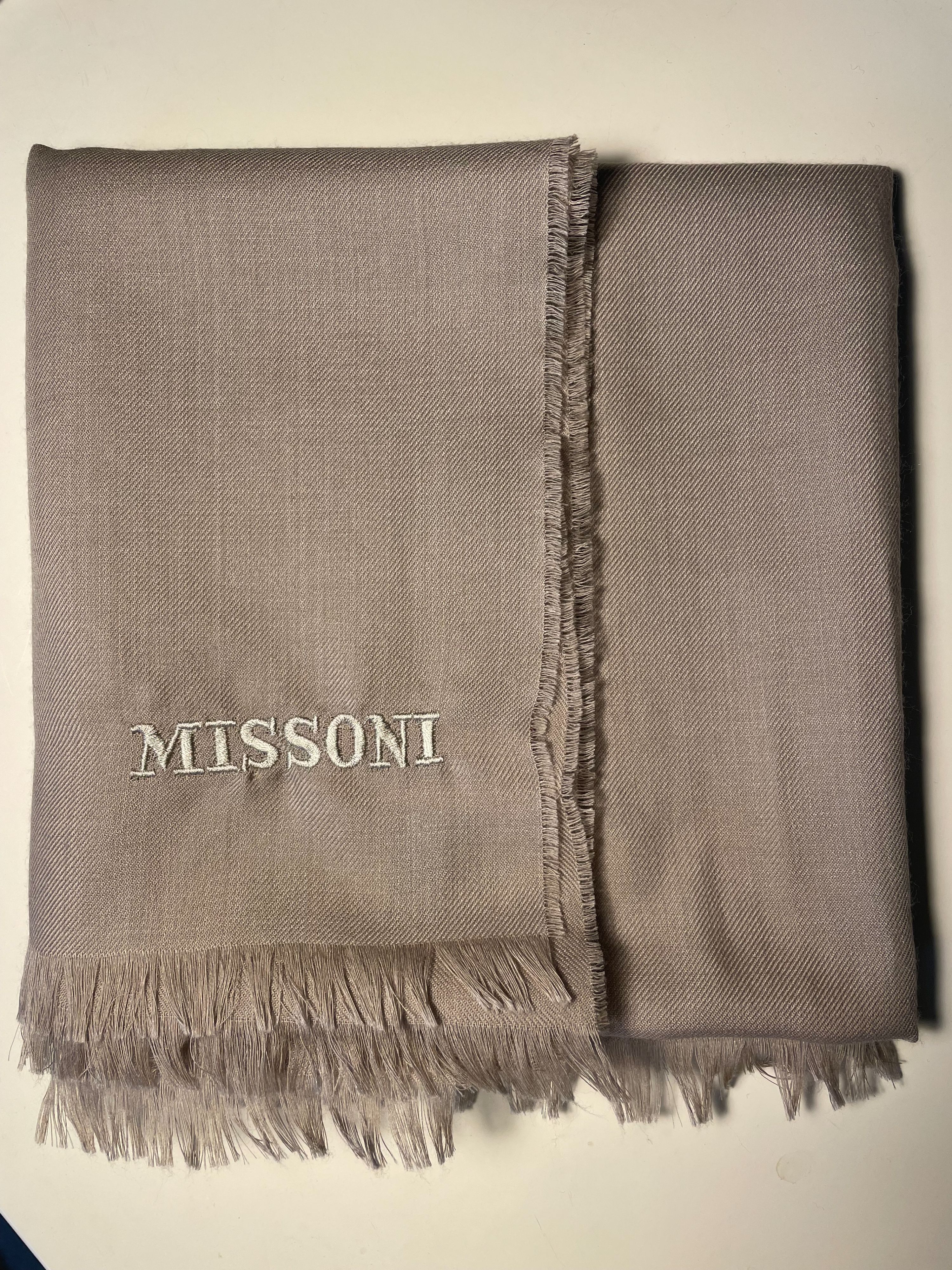 Missoni Cashmere Blend Scarf Size L Beige cashmere/wool/silk