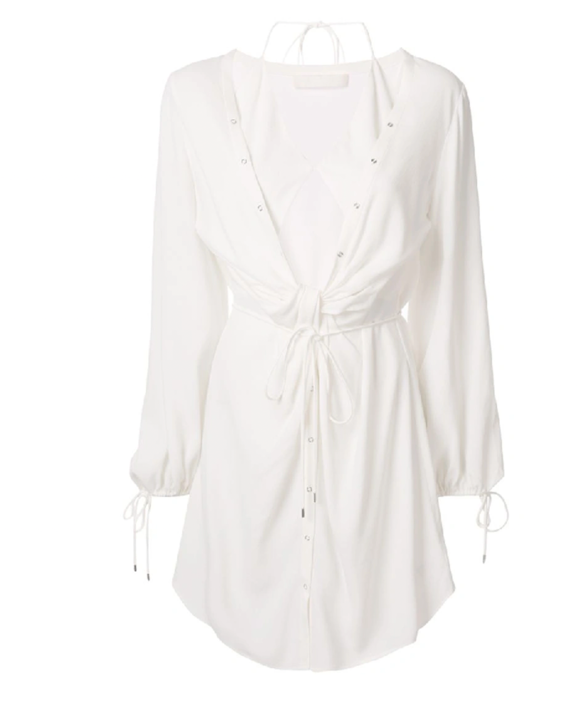 Preowned Dion Lee White Twist Placket Tunic Dress Size S Cream viscose