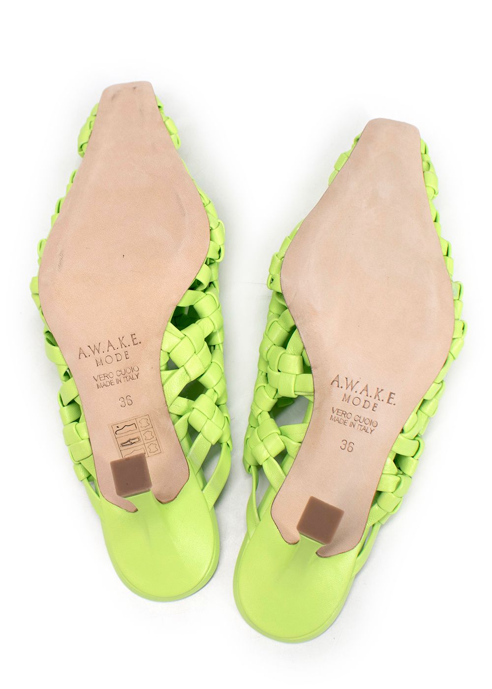 Awake AWAKE Mode Neon Regina Weaved Mules Size 36 Neon Green leather