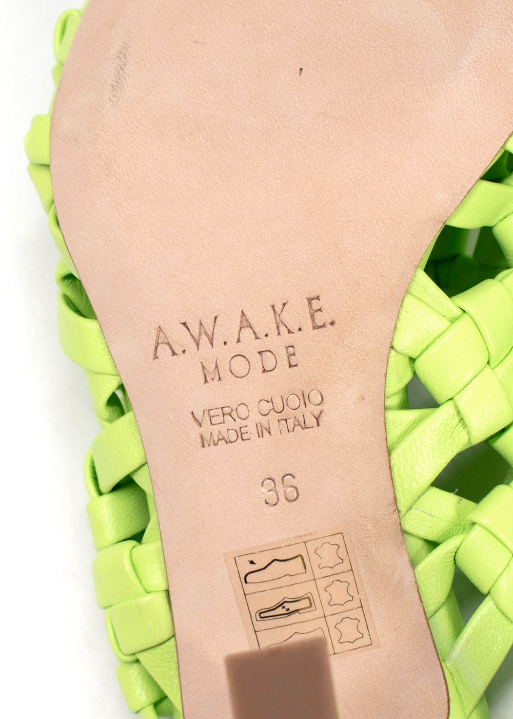 Awake AWAKE Mode Neon Regina Weaved Mules Size 36 Neon Green leather