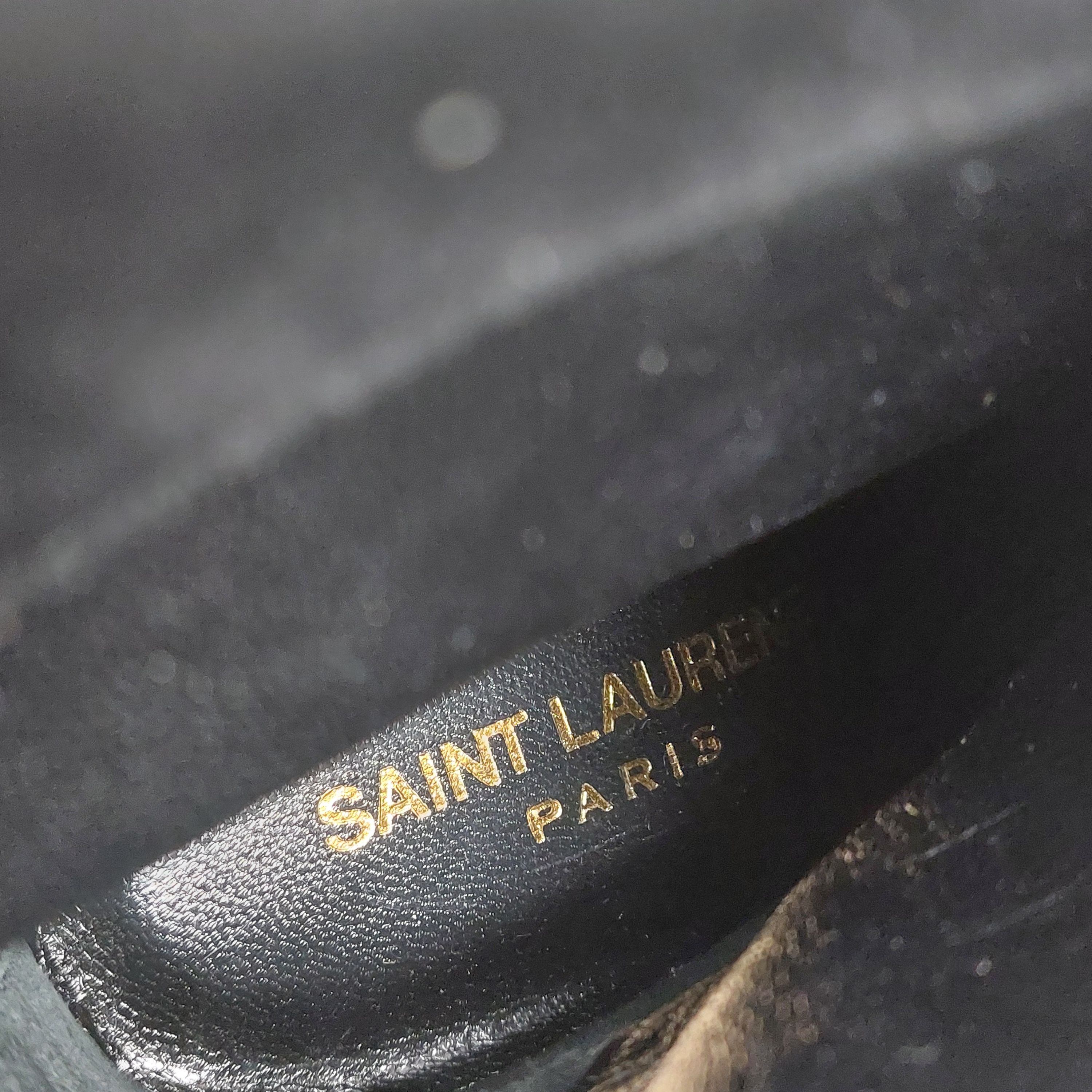 Preowned Saint Laurent Black Suede Fold Over Ankle Boots Size 36