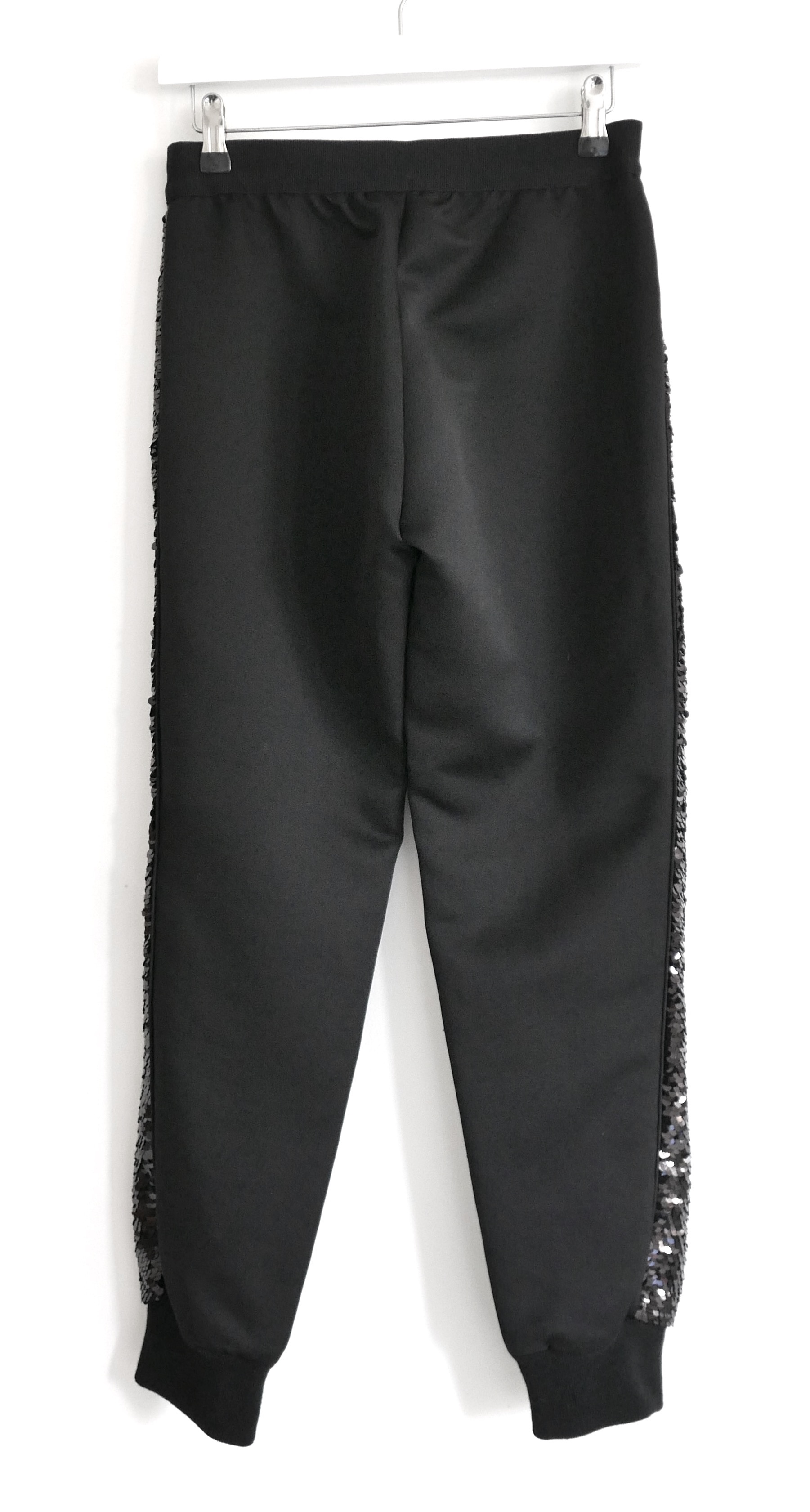 Preowned Giambattista Valli Sequin Embellished Silk Satin Trousers Size XS Black