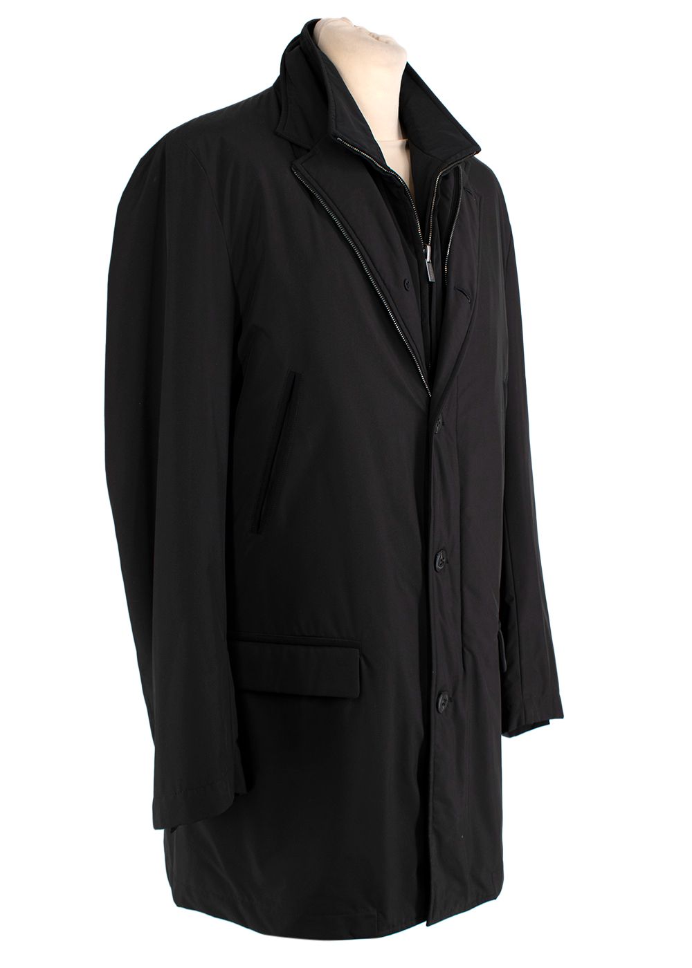 Men's Preowned Canali Double Layer Black Jacket Size XXL cotton