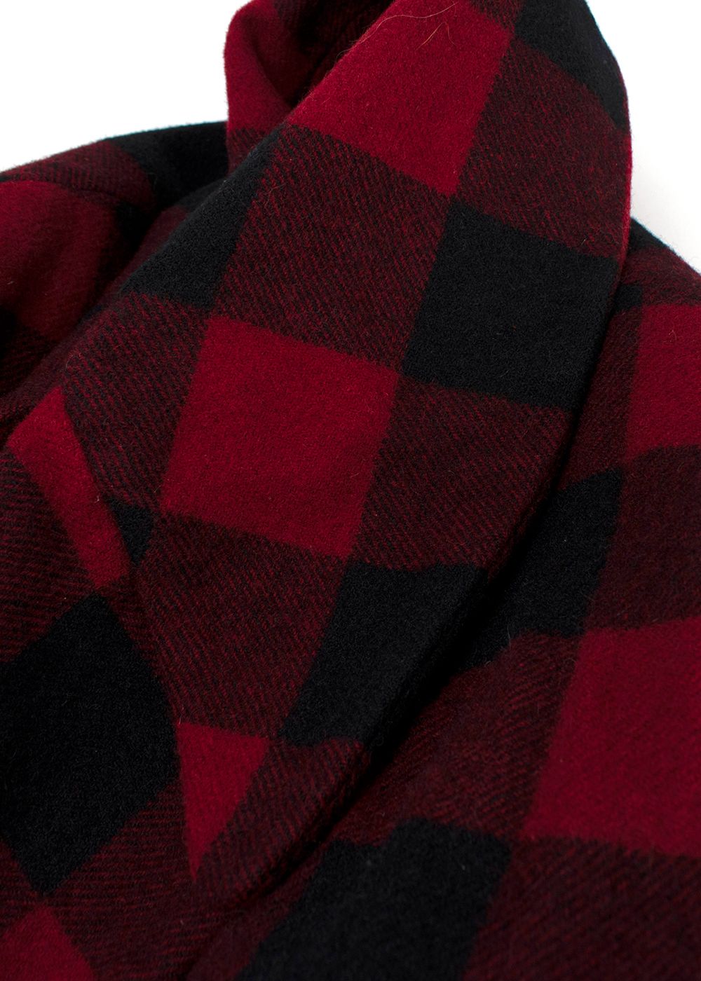 Men's Preowned Charles Jeffrey Loverboy Red and Black Check Wool Coat Size M red black