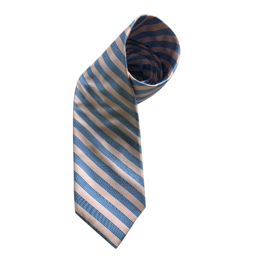 Men's Preowned Pal Zileri Blue  Pink Silk Striped Tie