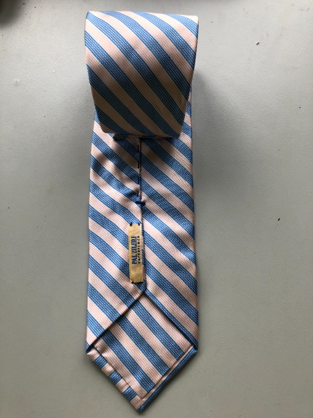 Men's Preowned Pal Zileri Blue  Pink Silk Striped Tie