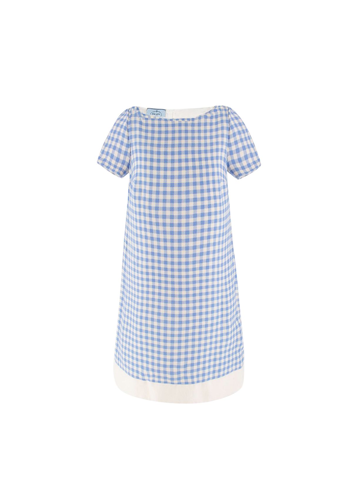 Preowned Prada Blue  White Checkered Dress Size M cotton