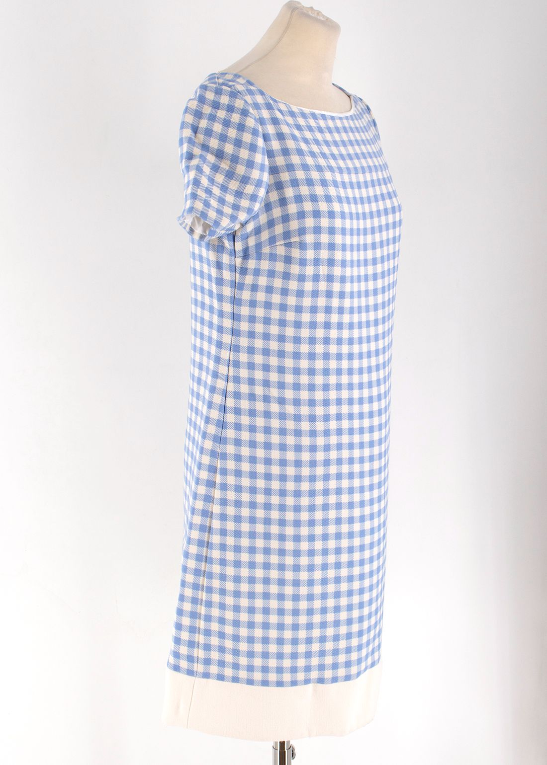 Preowned Prada Blue  White Checkered Dress Size M cotton