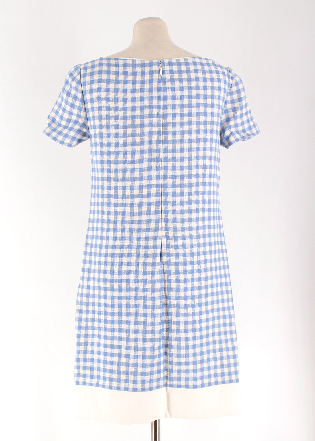 Preowned Prada Blue  White Checkered Dress Size M cotton