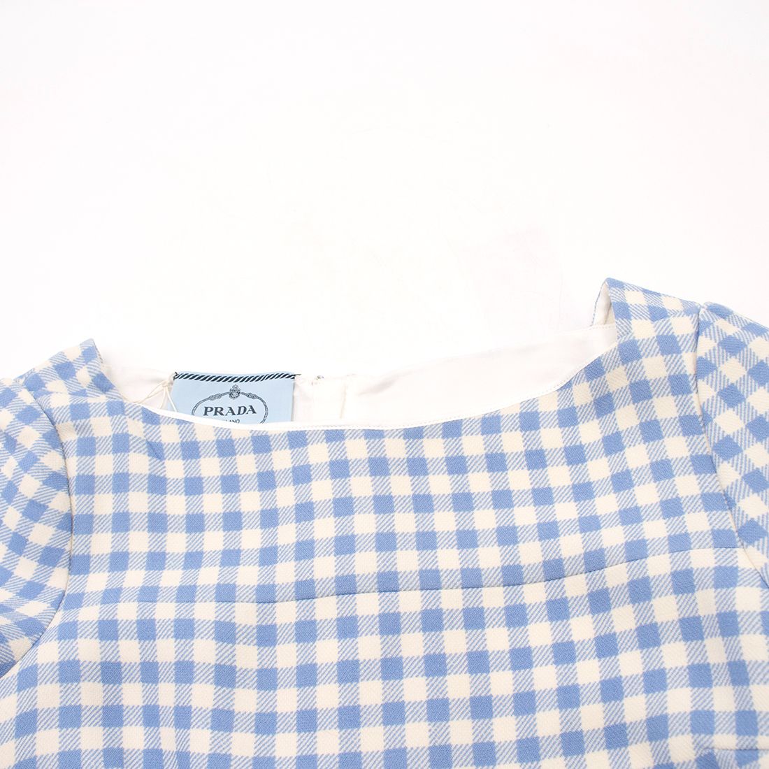 Preowned Prada Blue  White Checkered Dress Size M cotton