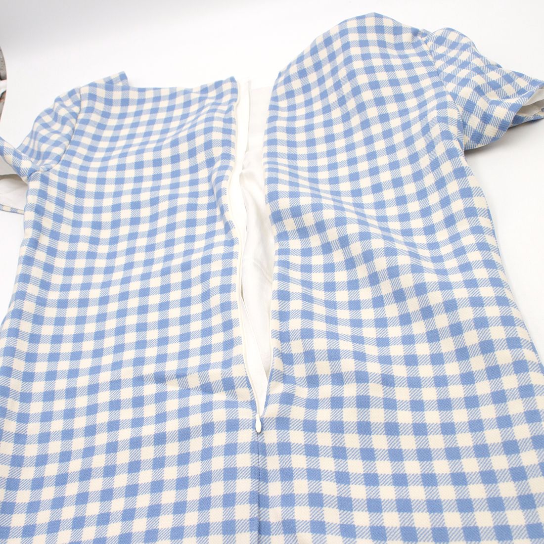 Preowned Prada Blue  White Checkered Dress Size M cotton