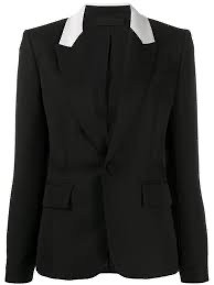 Preowned Haider Ackermann Black Wool White Trimmed Dinner Jacket Size L Black with White Lapel cotton