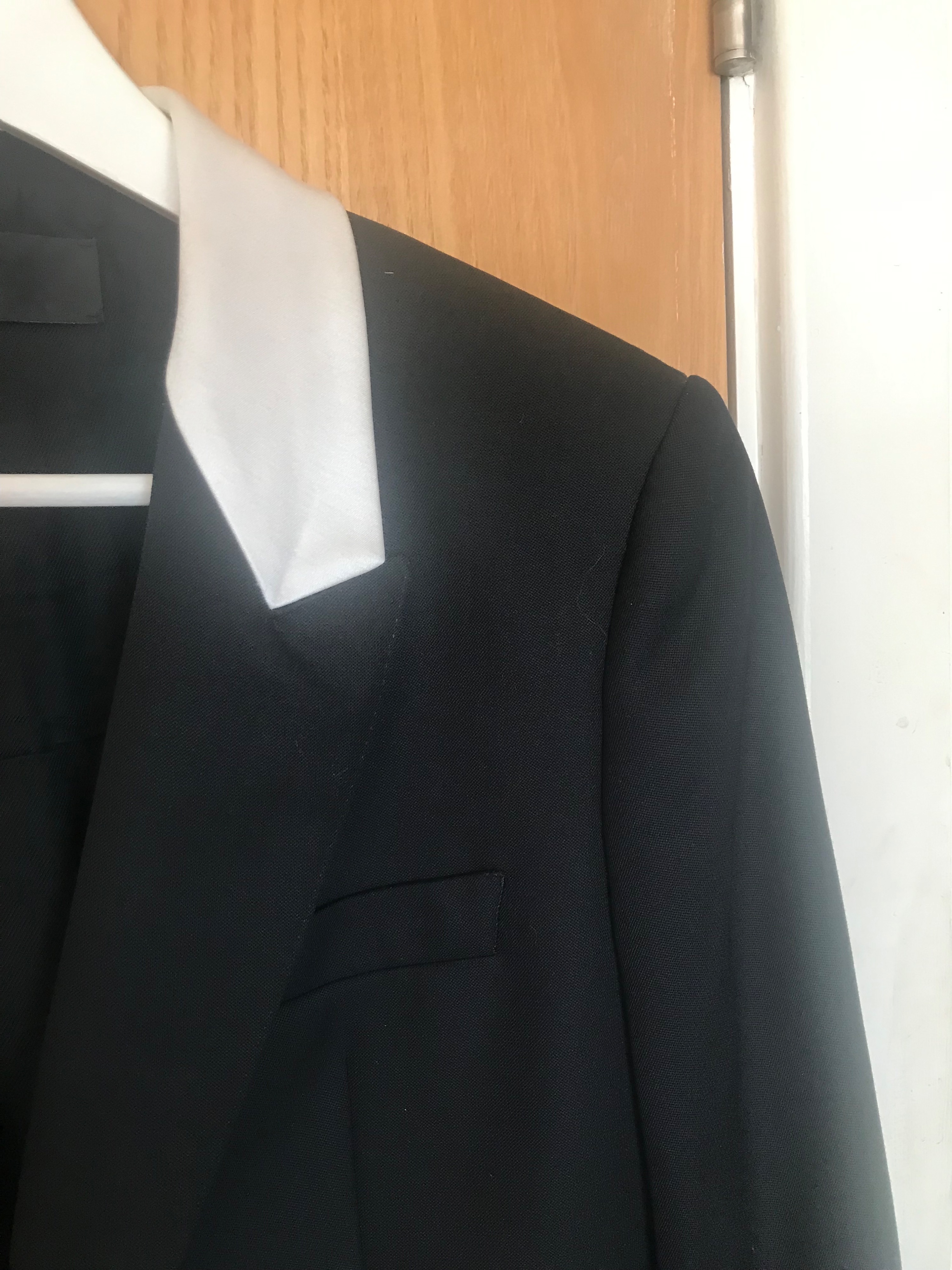 Preowned Haider Ackermann Black Wool White Trimmed Dinner Jacket Size L Black with White Lapel cotton