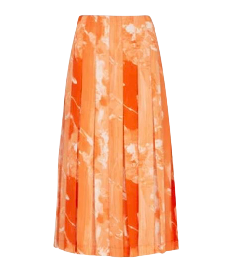 Preowned Victoria Beckham Orange Pleated Printed Skirt Size S orange | orange cotton