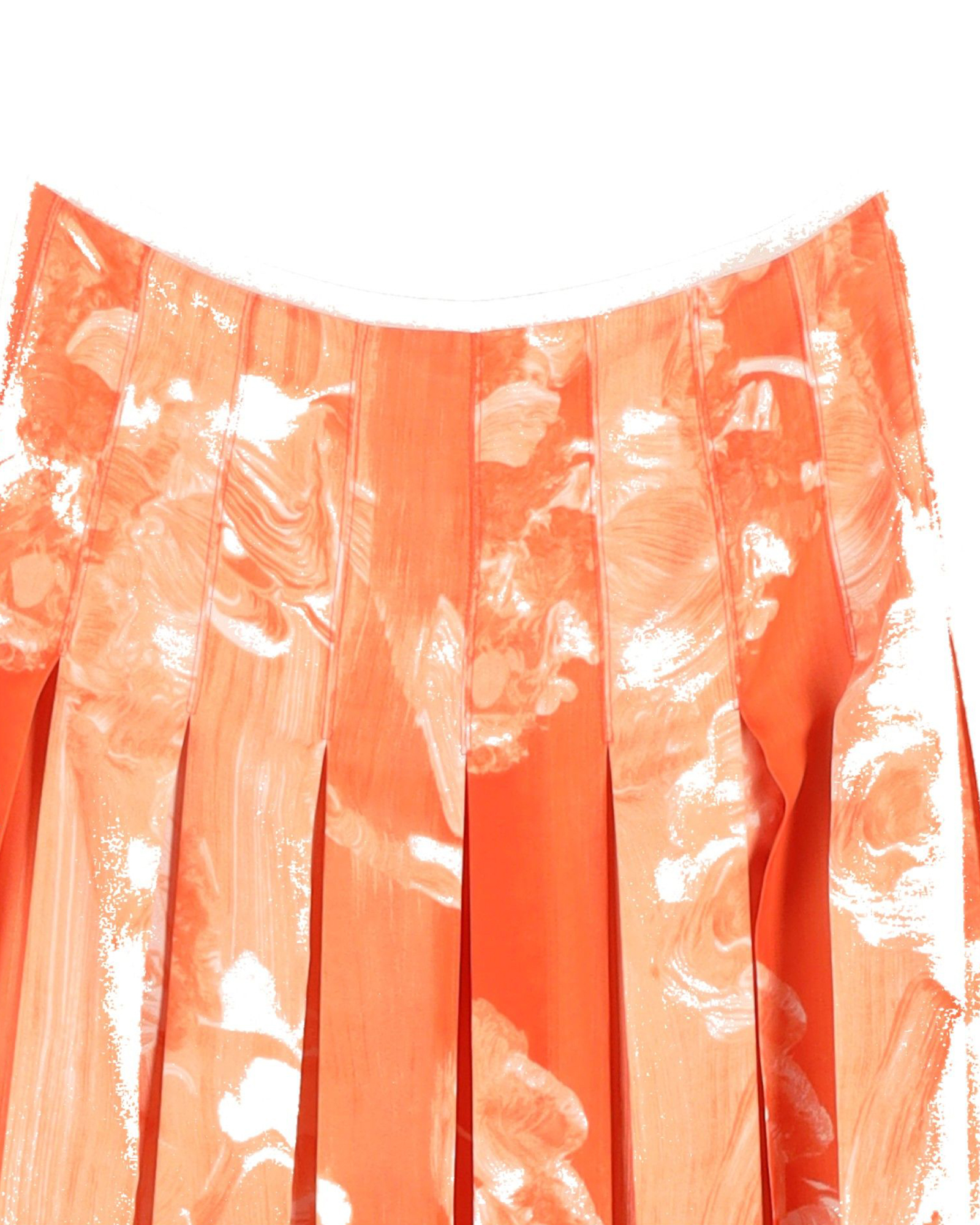 Preowned Victoria Beckham Orange Pleated Printed Skirt Size S orange | orange cotton