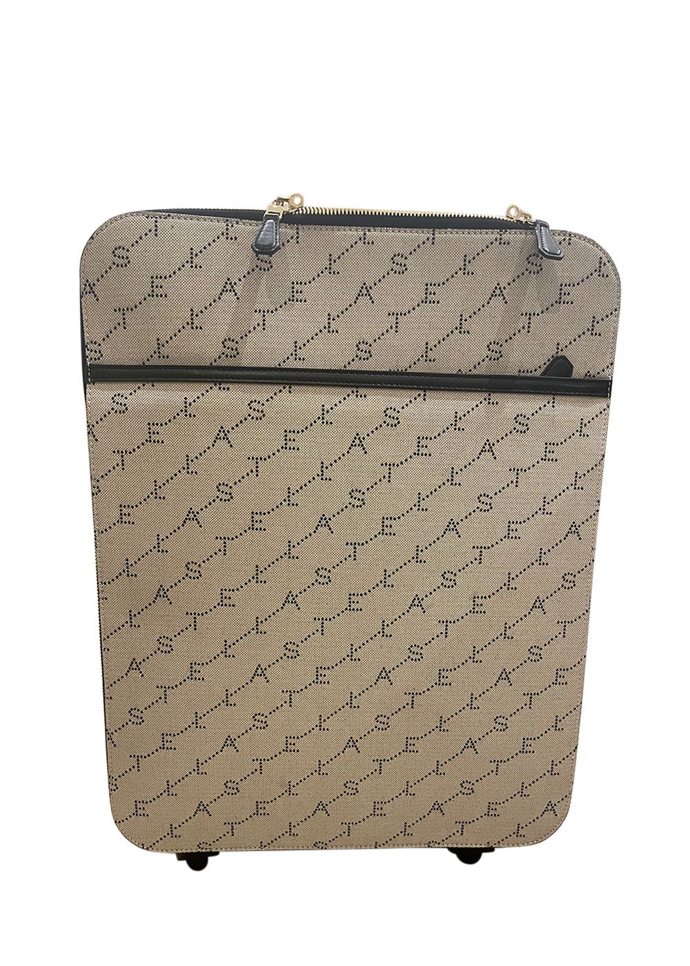 Stella McCartney Logo Print Wheeled Cabin Luggage Beige textile