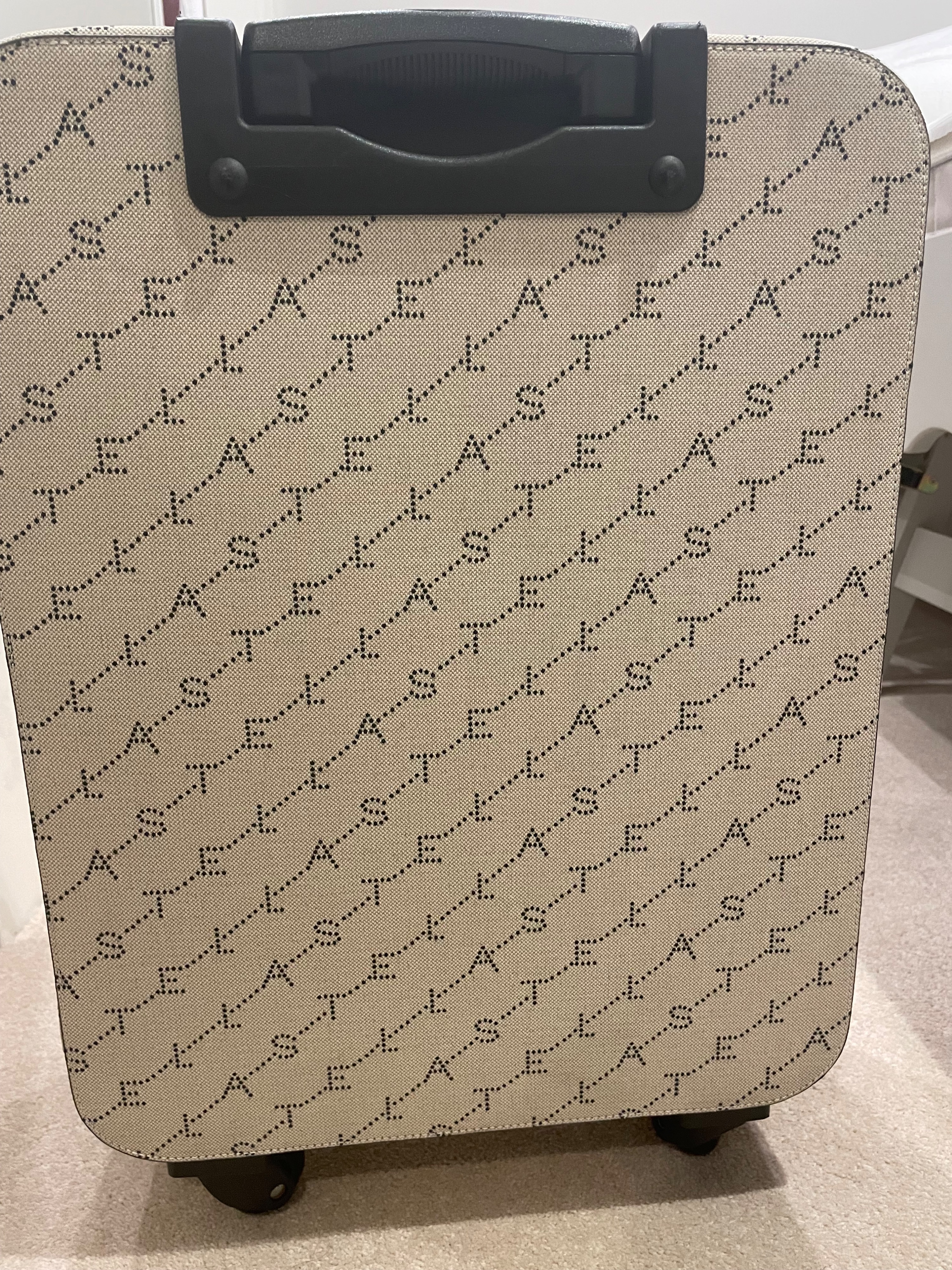 Stella McCartney Logo Print Wheeled Cabin Luggage Beige textile