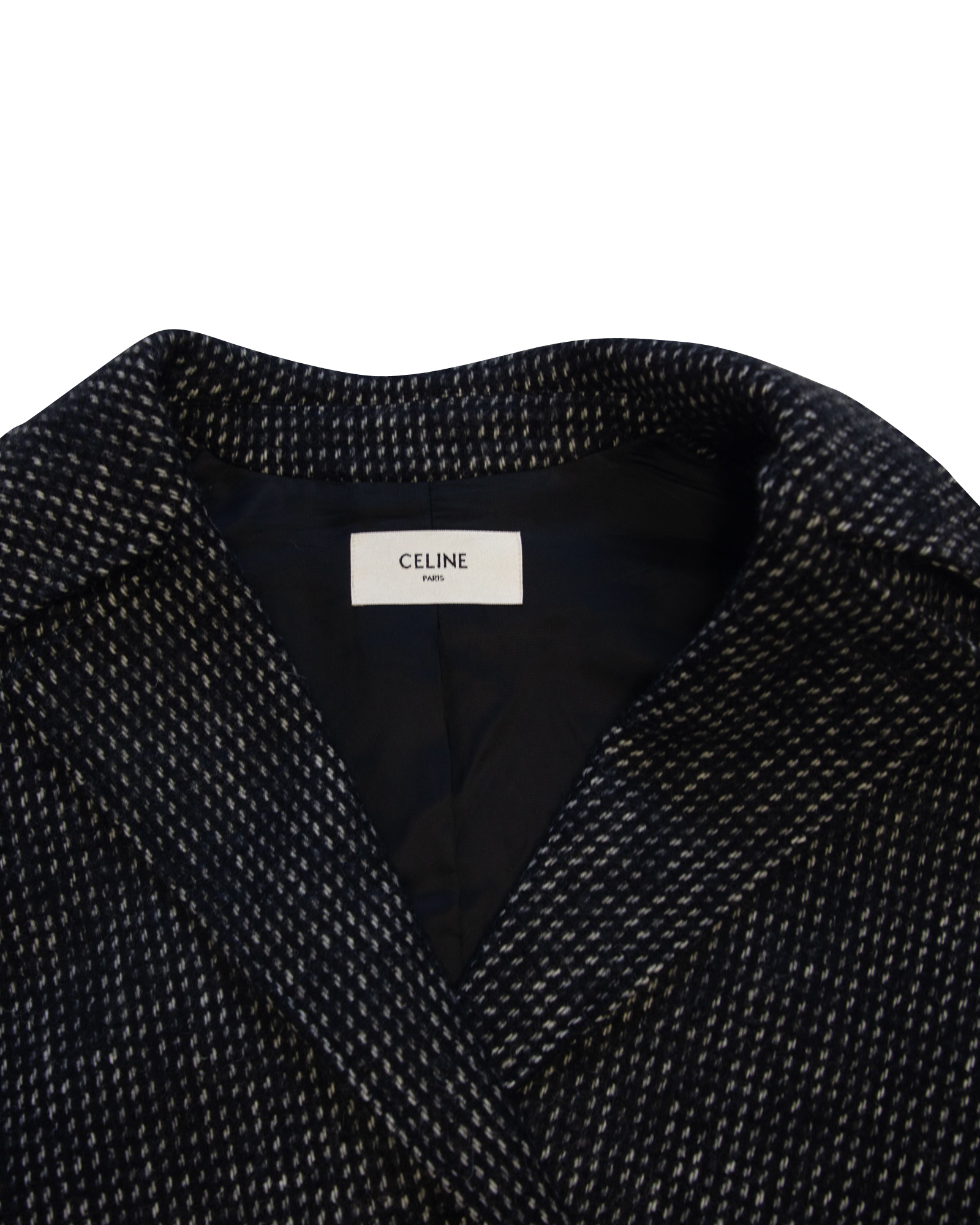 Preowned Black Wool Celine Double-Breasted Blouson Jacket Size S wool/hair/laine