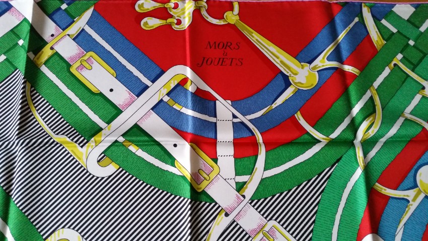 Hermes Sold Out Mors a Jouets Chemise Detail scarf 90 Multi-Coloured / Stripes silk