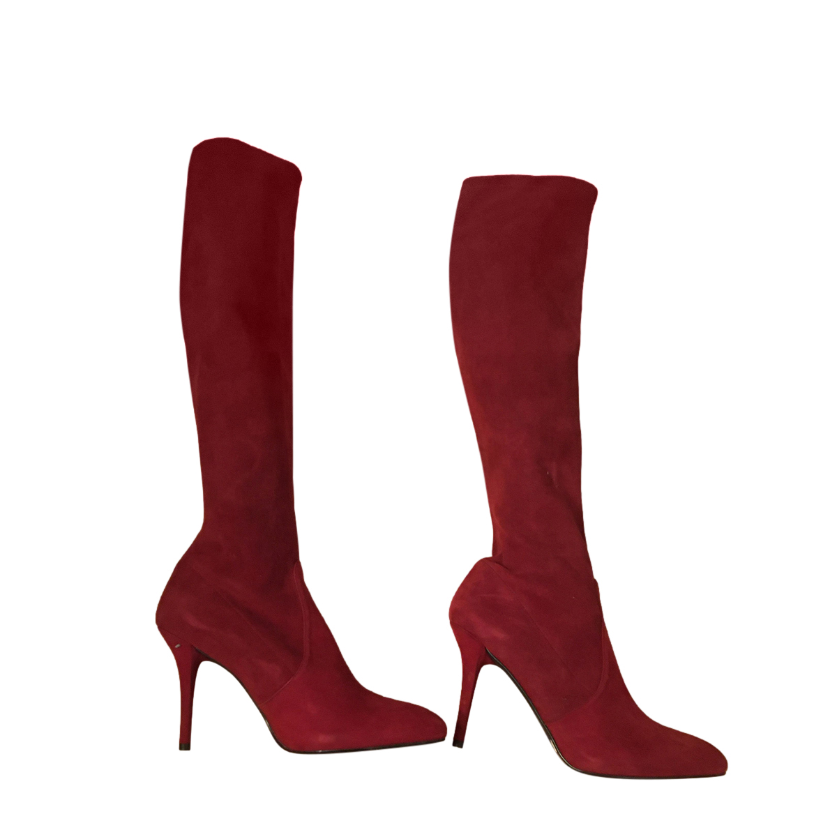 Preowned Stuart Weitzman Berry Red Suede Boots Size 395